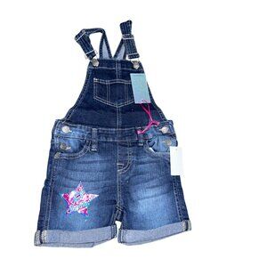 Girls Denim Shortalls Size 4 By Vigoss Star Embellishment Pockets Adjustable Str